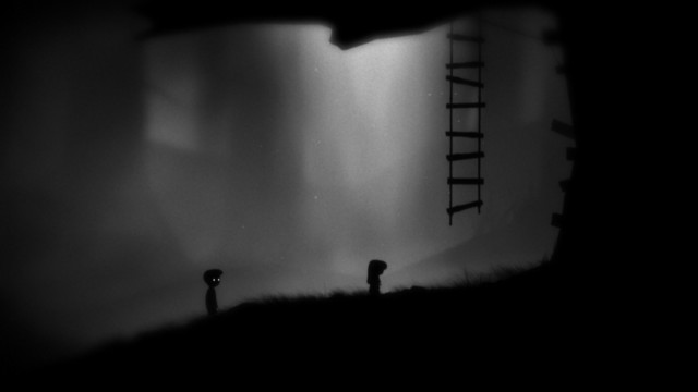 Black white photo person ladder free wallpaper for desktop - medium preview image
