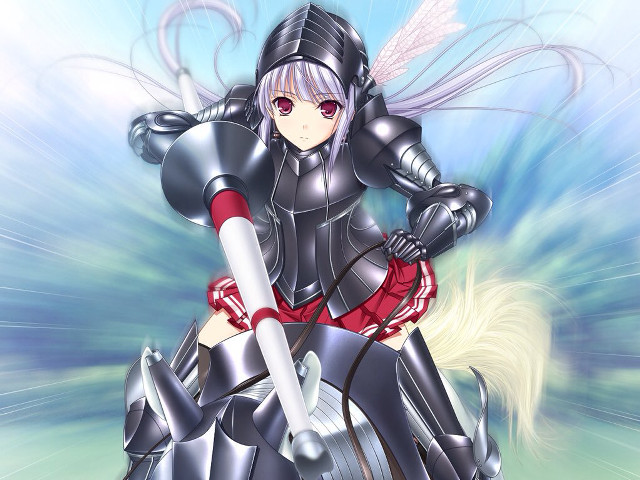 Futuristic woman motorcycle wings sword free wallpaper for desktop - medium preview image