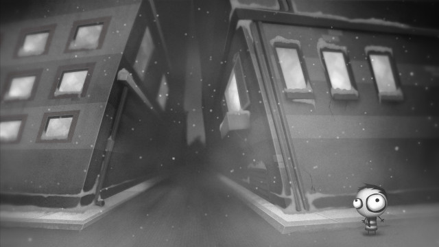 Cartoon character standing building open free wallpaper for desktop - medium preview image