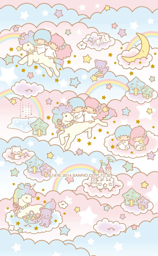 Cartoon unicorn stars clouds rainbow free wallpaper for mobile - medium preview image