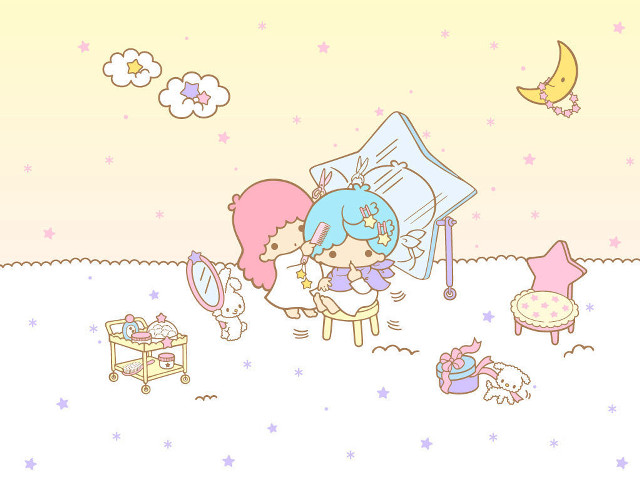 Cartoon girl stuffed animal starry free wallpaper for desktop - medium preview image