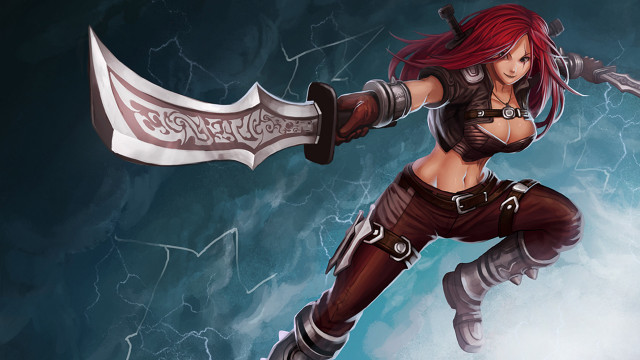 Woman sword running air lightning free wallpaper for desktop - medium preview image