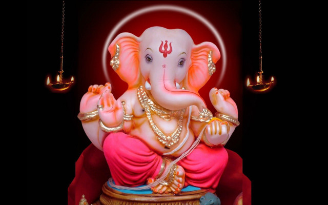 Ganesha statue red background black #2 free wallpaper for desktop - medium preview image