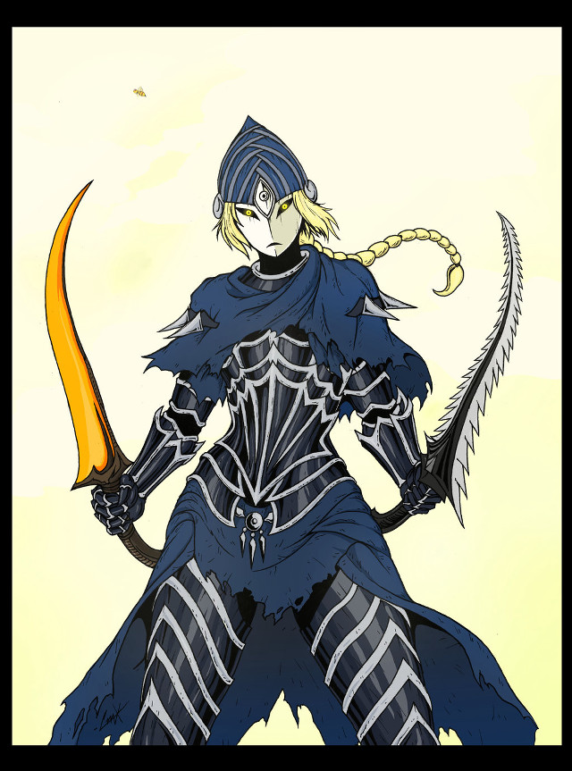 Person sword armor yellow background free wallpaper for mobile - medium preview image