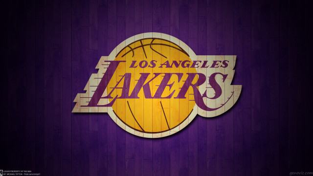 Lakers logo purple wall wooden free wallpaper for desktop - medium preview image