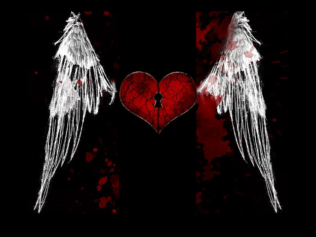 White wings red heart blood free wallpaper for desktop - medium preview image