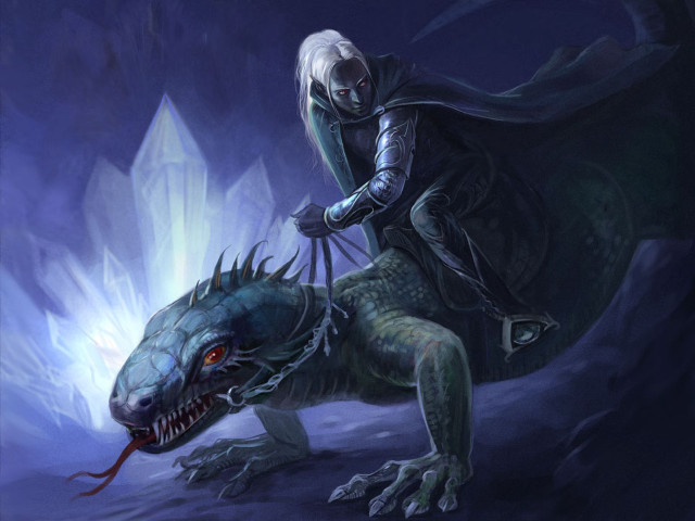Man riding green dragon iceberg free wallpaper for desktop - medium preview image