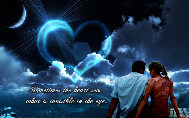 Couple bench sky heart cloud #2 free wallpaper for desktop - medium preview image