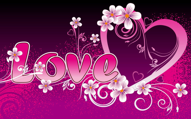 Pink love wallpaper flowers hearts free wallpaper for desktop - medium preview image