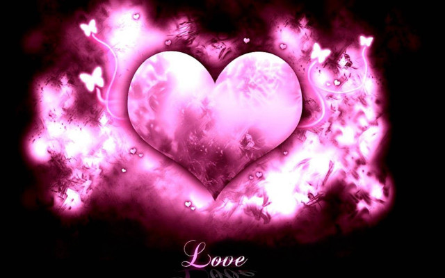 Heart love dark background pink free wallpaper for desktop - medium preview image