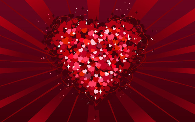 Heart shaped object red background free wallpaper for desktop - medium preview image