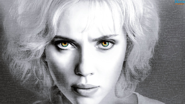 Blonde green eyes black white free wallpaper for desktop - medium preview image