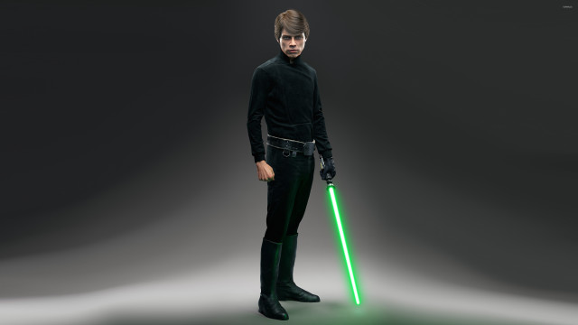 Man black outfit green lightsaber free wallpaper for desktop - medium preview image