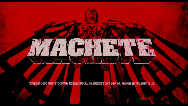 Red black poster machette skeleton free wallpaper for desktop - medium preview image