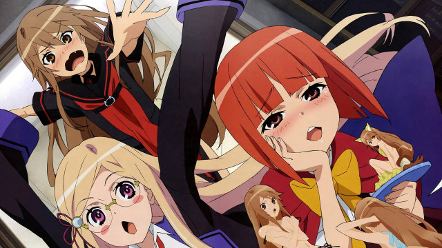 Anime girls red hair blue #3 free wallpaper for desktop - medium preview image