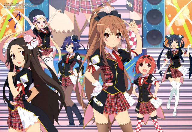 Anime girls stage crowd friends free wallpaper for desktop - medium preview image