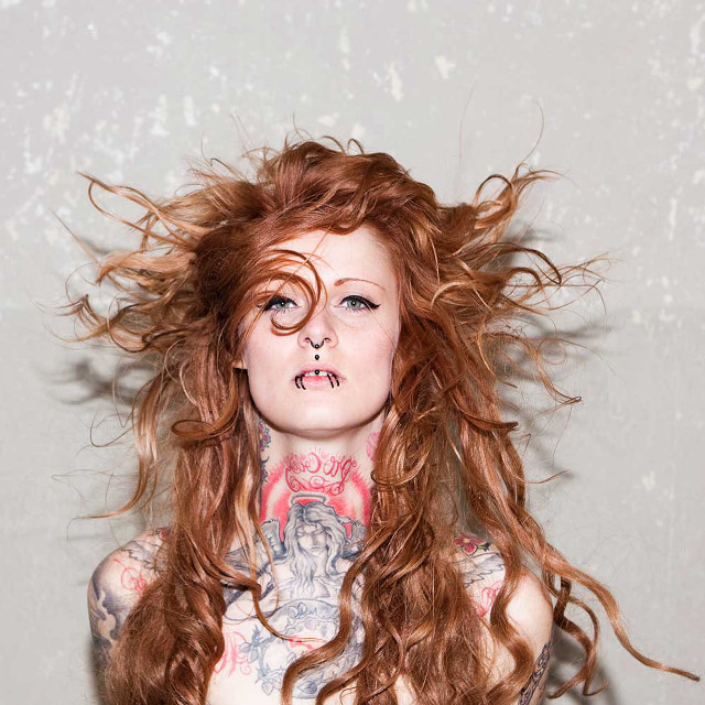 Woman tattoos piercings body head free wallpaper for tablet - medium preview image