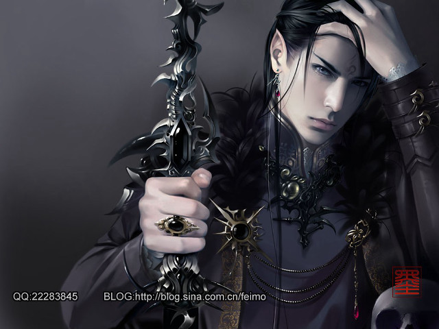 Woman sword skull black outfit free wallpaper for desktop - medium preview image