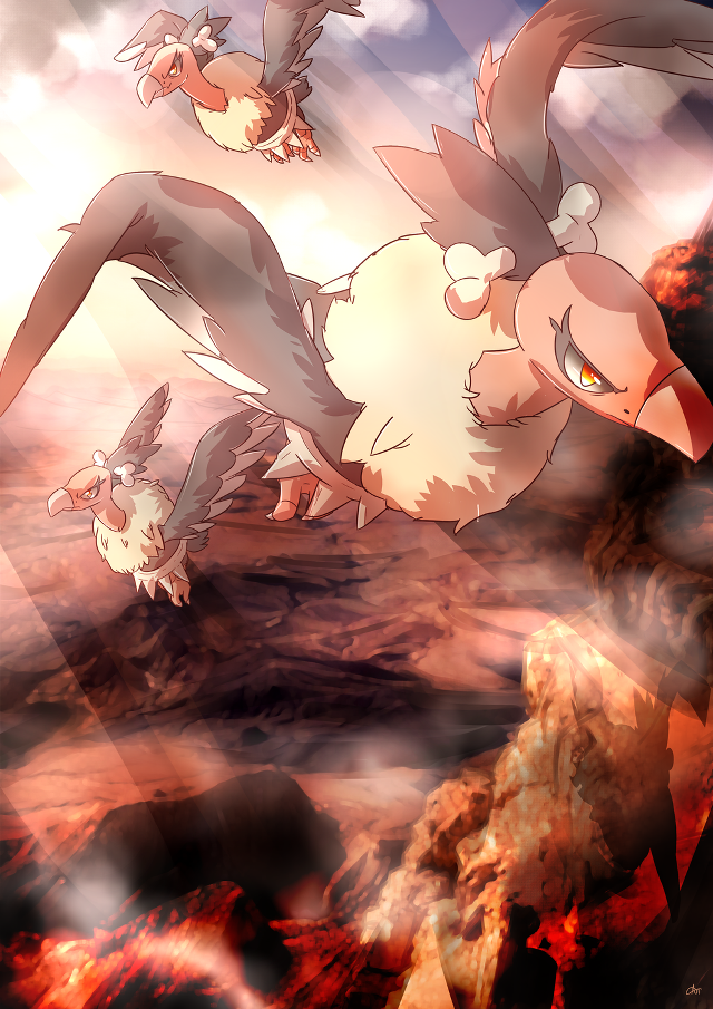Pokemon flying rocky area cloudy free wallpaper for mobile - medium preview image