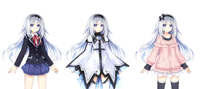 Anime girls long white hair free wallpaper for desktop - medium preview image