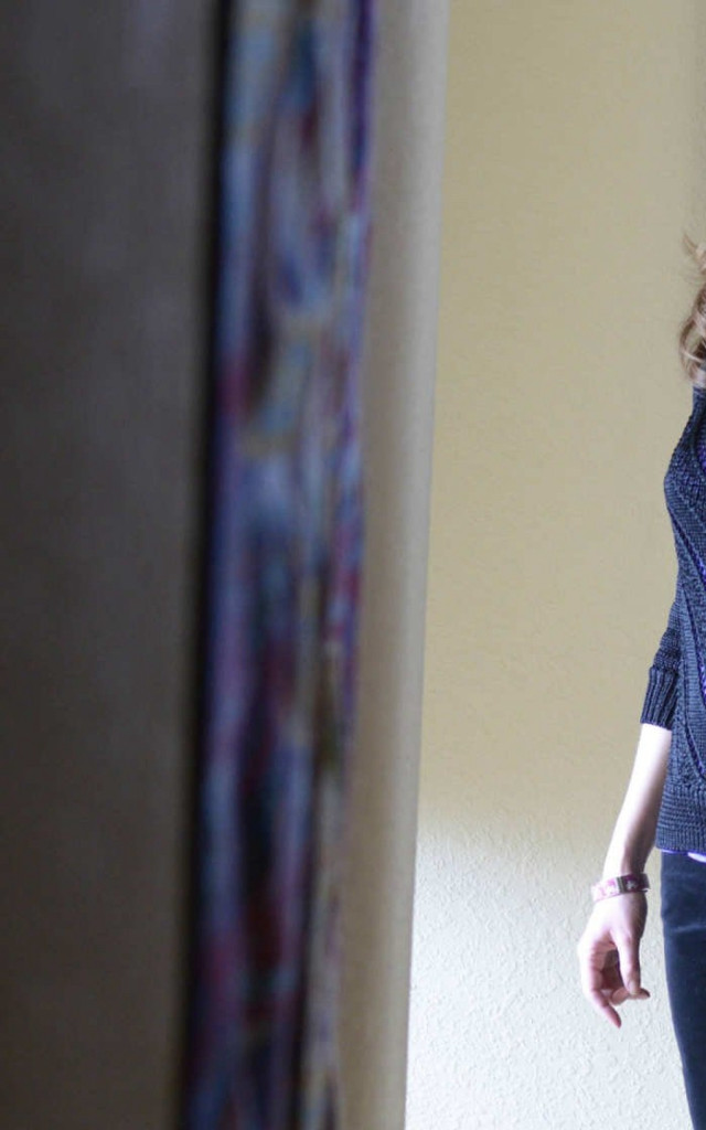 Woman standing room open door free wallpaper for mobile - medium preview image