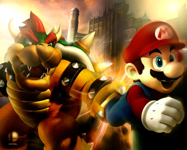 Mario luigi fighting video game free wallpaper for desktop - medium preview image