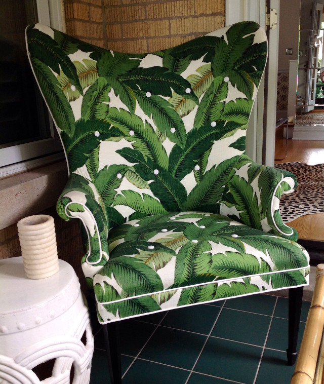 Green white chair plant print free wallpaper for mobile - medium preview image