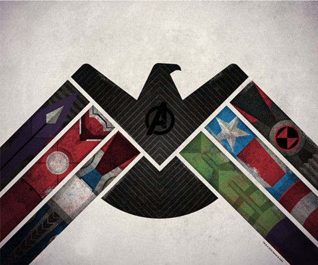 Stylized eagle avengers symbol circle free wallpaper for desktop - medium preview image