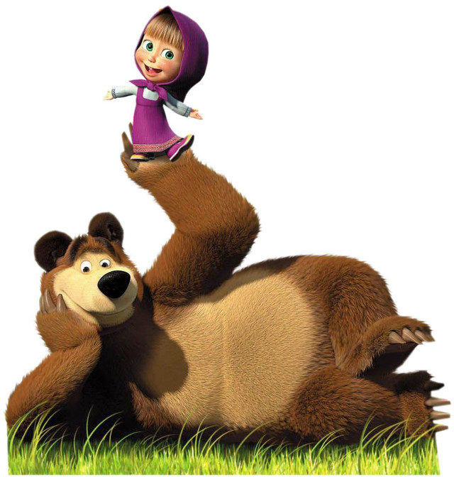 Cartoon bear girl grass together free wallpaper for tablet - medium preview image