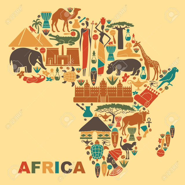 Africa map symbols colors stock free wallpaper for tablet - medium preview image
