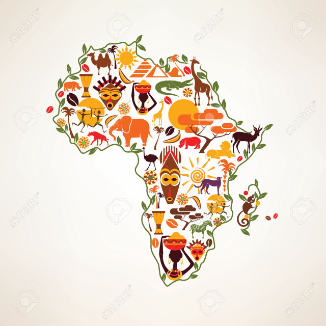 Africa map animals plants stock free wallpaper for tablet - medium preview image