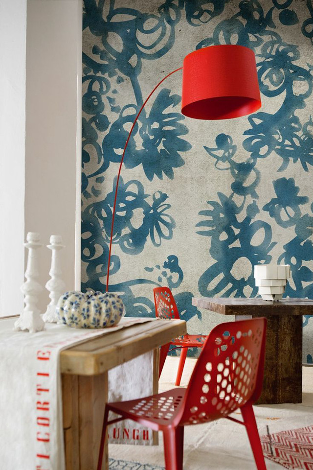 Red lamp red chair blue free wallpaper for mobile - medium preview image