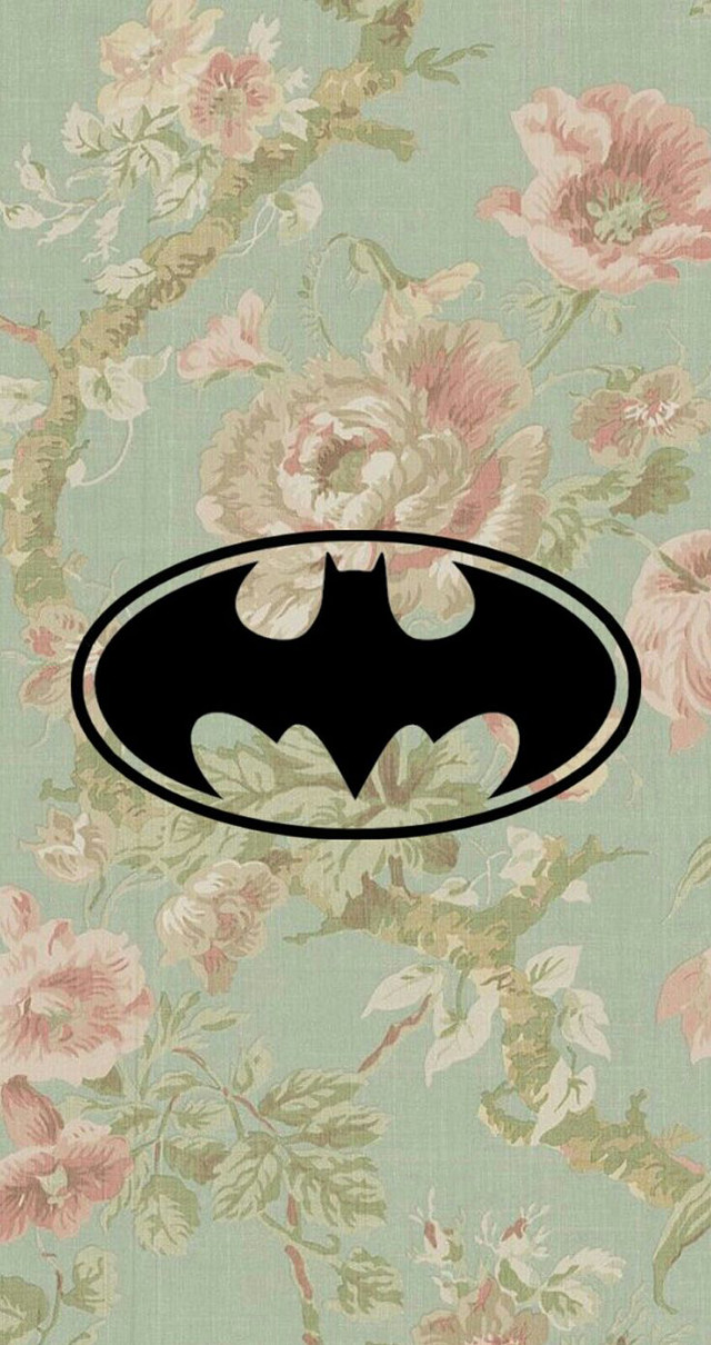 Batman symbol floral background black free wallpaper for mobile - medium preview image