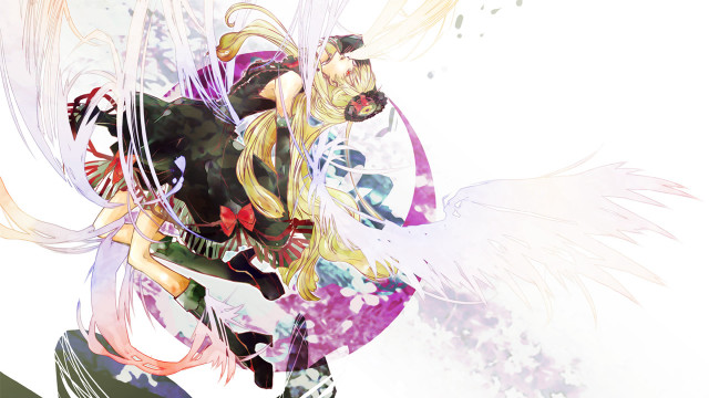 Angel woman flying longhair wings free wallpaper for desktop - medium preview image