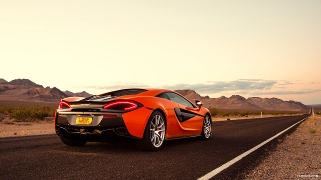 Sports car desert road mountains free wallpaper for desktop - medium preview image