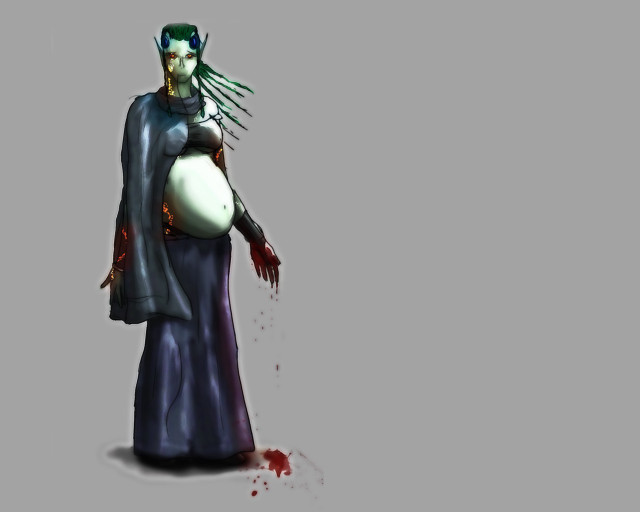Bloody greenhair woman zombie blood free wallpaper for desktop - medium preview image