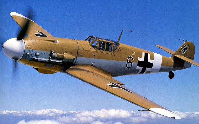 Small airplane blue sky clouds free wallpaper for desktop - medium preview image