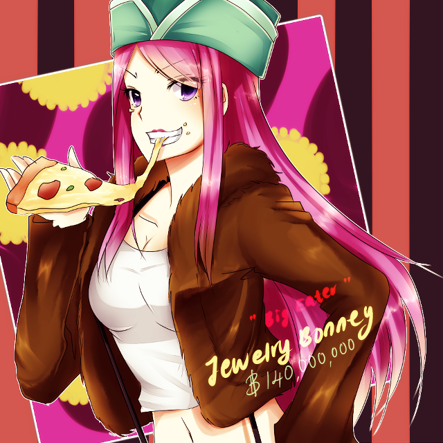 Woman pink hair hat eating free wallpaper for tablet - medium preview image