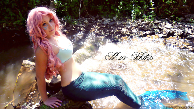 Pink hair mermaid rock river free wallpaper for desktop - medium preview image