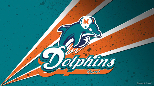 Dolphins logo blue orange background free wallpaper for desktop - medium preview image