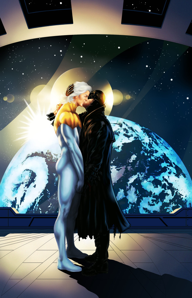 Couple people standing earth stars free wallpaper for mobile - medium preview image