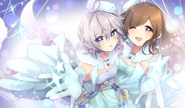 Anime girls white hair blue #2 free wallpaper for desktop - medium preview image