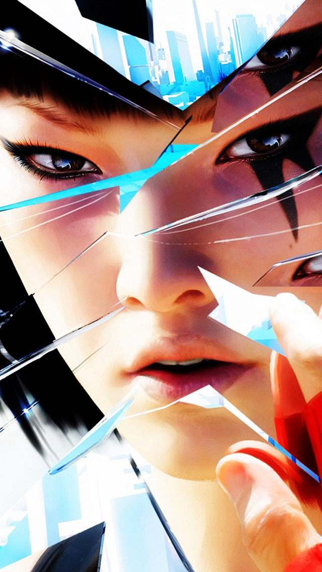 Futuristic woman city broken glass free wallpaper for mobile - medium preview image