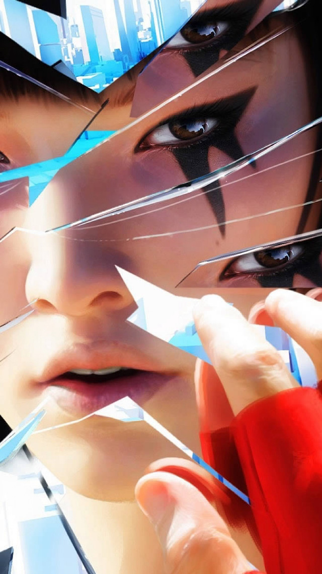 Woman black makeup red shirt free wallpaper for mobile - medium preview image