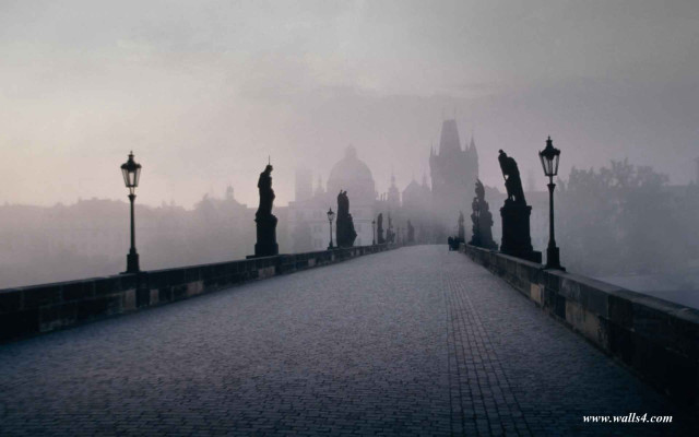 Bridge statues foggy sky castle #2 free wallpaper for desktop - medium preview image