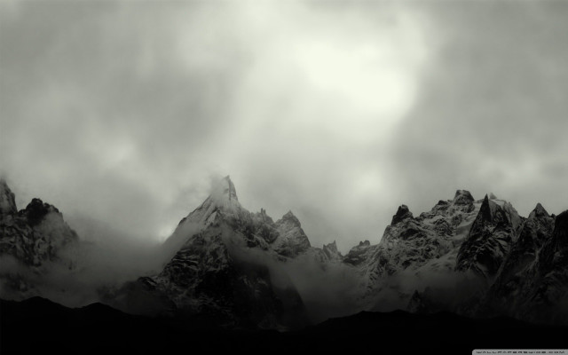 Black white mountain range clouds free wallpaper for desktop - medium preview image