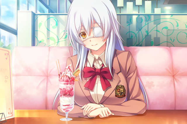 Woman sitting table drink hand free wallpaper for desktop - medium preview image