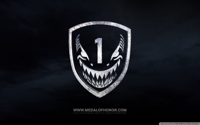 Demon face gaming logo dark free wallpaper for desktop - medium preview image