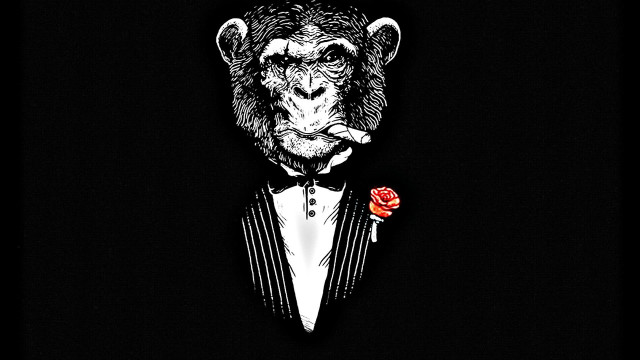 Monkey tuxedo cigarette bowtie rose free wallpaper for desktop - medium preview image