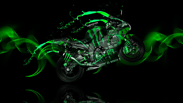 Motorcycle green paint dark background free wallpaper for desktop - medium preview image